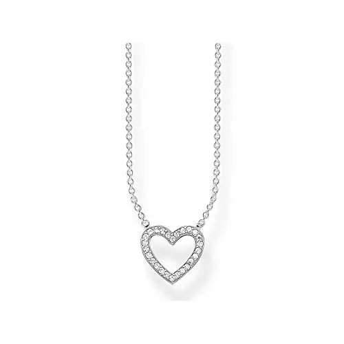 Thomas Sabo Damen Kette mit Herz Anhänger aus 925 Sterling Silber - Elegante Damenkette aus 925er Sterlingsilber mit funkelndem Zirkonia Herzanhänger, perfekt für besondere Anlässe oder als individuelles Geschenk.