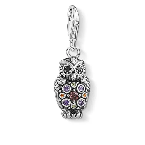 Thomas Sabo Damen Charm-Anhänger Funkelnde Eule 925 Sterling Silber - Clasp Charms für Damen, eleganter Charm-Anhänger aus 925er Sterlingsilber mit funkelndem Design, ideal für individuelle Geschenke und vielseitige Kombinationsmöglichkeiten.