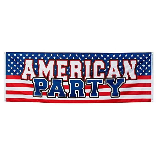 Boland 44953 - Banner USA, Größe 74 x 220 cm, Dekoration, Girlande, American Party, Stars and Stripes, Themenparty, Mottoparty
