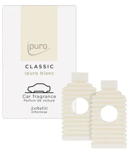 ipuro Classic Car Line Autoduft Blanc EVA Refill 2x9g - Frischer Duft für Auto mit Minze, Geranie und Sandelholz - Langanhaltender Autoduft Lufterfrischer - Passend für ipuro Classic Autostecker Clip