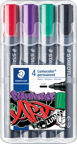 STAEDTLER 352W41 - Permanent Marker, 2 mm, Set, 4 Farben