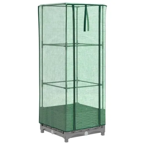 vidaXL Hochbeet - Pflanzkasten mit Gewächshaus-Aufsatz, stabiler Eisenrohr-Rahmen und wasserfeste Abdeckung für optimalen Pflanzenschutz