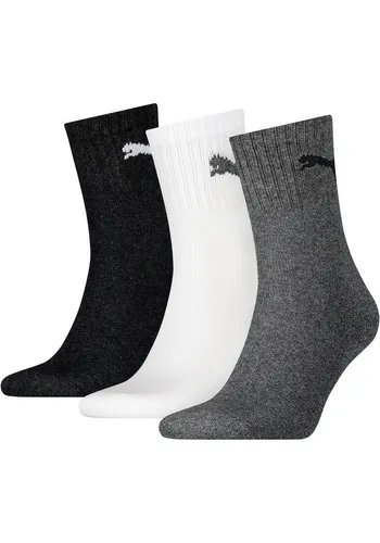 PUMA Sportsocken short crew (3-Paar) gepolsterte Frottee-Sohle, atmungsaktiv