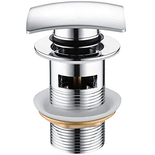 ZXC Pop Up Abfluss, Ablauf Ventil, eckige Ablaufgarnitur für das Waschbecken, komplett verchromt