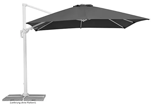 Schneider RHODOS TWIST BIANCO 300x300 (Anthrazit) - Sonnenschirm für den Außenbereich, quadratisch mit lichtundurchlässiger Schutzhülle und Reißverschluss – ideal für gemütliche Stunden im Garten.