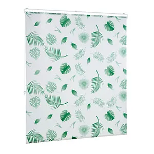 relaxdays Duschrollo Blätter 140,0 x 240,0 cm - Sonstiger Sonnenschutz, stylisches Design mit Blattmotiv für mehr Privatsphäre und eine entspannende Atmosphäre im Badezimmer.