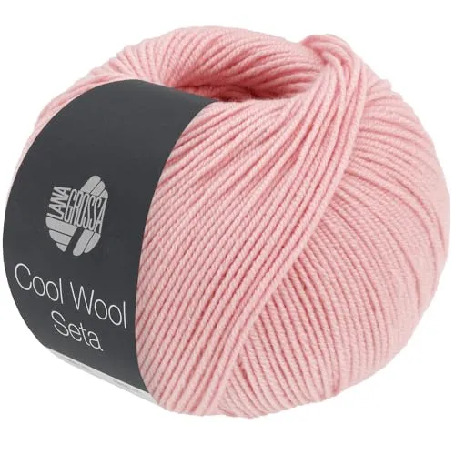 Lana Grossa - Cool Wool Seta 0014 rosa - Seidige Wolle für Stricker - Strickwolle mit Seidenanteil, 50 g, ca. 160 m Lauflänge, ideal für weiche und edle Projekte. Perfekt für Pullover und Accessoires.