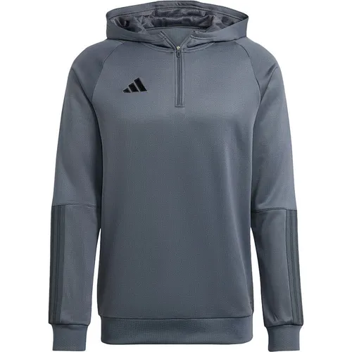 Adidas Tiro 23 Competition Hoodie - grau - Sweatshirt für Fußballfans, aus 100% recycelten Materialien mit feuchtigkeitsabsorbierender AEROREADY Technologie für trockenen Komfort und gemütliches Tragegefühl.