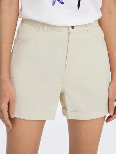 ONLY Jeansshorts Plain - Hoch geschnitten - Die ONLY VEGA HIGH WAIST MOM DENIM SHORTS bieten einen modernen Look mit hohem Bund, ideal für lässige Freizeitlooks und bequemes Tragen.