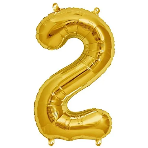 FUNXGO® Folienballon Zahl 2 Gold - Riesenzahl Ballon ca.100 cm - fliegt mit Helium - 2 geburtstag luftballon - Deko zum Geburtstage, Party, Hochzeiten - Ballon 2 Gold