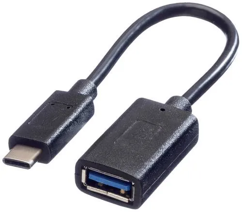 Value USB-Kabel USB 3.2 Gen1 USB-C Stecker, USB-A Buchse 0.15 m Schwarz 11.99.9030