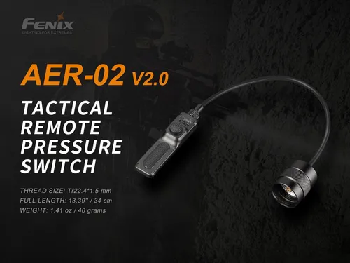 Fenix PULSADOR REMOTO AER-03, Schwarz - Robuster Fernschalter für Taschenlampen, ergonomisch gestaltet für komfortable Bedienung. Vielseitig einsetzbar und ideal für verschiedene Anwendungen.