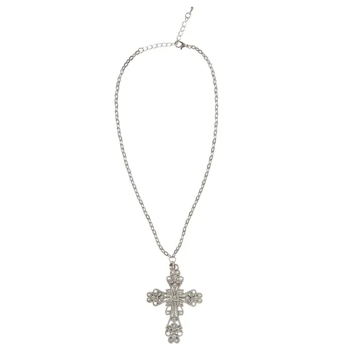 Gotische Kreuzkette aus Silber für Halloween und Gruselpartys als Kostümzubehör