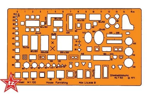 standardgraph 7342 Schablone Möblierung Architekt 1:100   - NEU & OVP