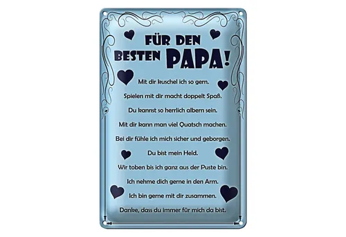 Roomando Metallschild Spruch 12x18cm Für den besten Papa