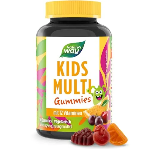Vitamine Kinder Multivitamin Gummibärchen - Stärkung des Immunsystems - Multivitamine für Kinder ab 4 Jahren, 14 A-Z Vitamine und Mineralstoffe in leckeren Gummibärchen ohne Gluten und Laktose. Ideal für gesundes Wachstum und Entwicklung!