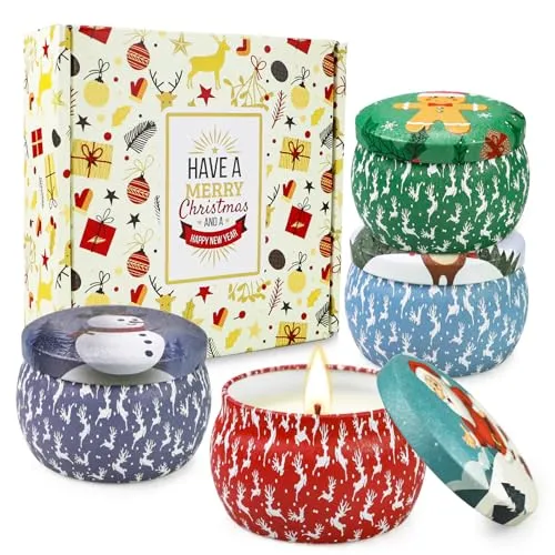 Yinuo Mirror Weihnachten Duftkerzen Geschenkset für Frauen, 120 Stunden Brenndauer, Sojakerzen Aromatherapiekerze für Zuhause, Yoga, Entspannung, Bad, SPA, Weihnachts Geschenke für Frauen