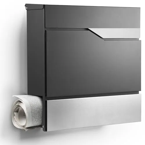 Wandbriefkasten Anthrazit mit Zeitungsfach von NewHabitat