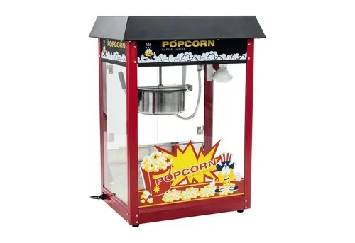 Royal Catering Popcornmaschine RCPS-16E - Popcornmaschine mit 1500 W, produziert bis zu 5 kg Popcorn pro Stunde und bietet eine Teflonbeschichtung für einfache Reinigung und Betriebssicherheit.