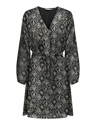 ONLY Mini Blusen Kleid ONLCERA mit V-Neck - Freizeitkleid für Damen mit durchsichtigen 3/4 Ärmeln, stylish und bequem, ideal für lässige Anlässe oder besondere Events.