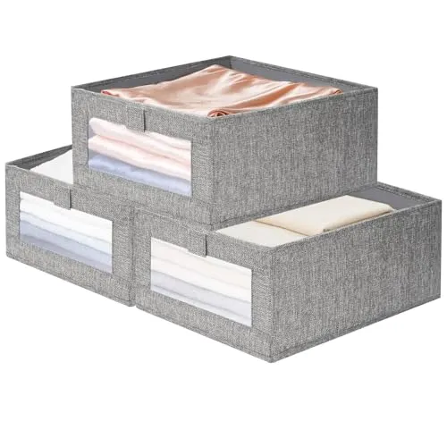 lompyeu 3 er Set Aufbewahrungsbox,Robust Aufbewahrungsboxen stoff 40 * 27 * 17cm- Schrank Kleiderschrank Spielzeug Küche Organizer-Faltbar Boxen aufbewahrung