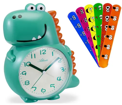 Kinderwecker Dinosaurier mit Schnapparmband Klatschband Melodie Licht - 2167 AB