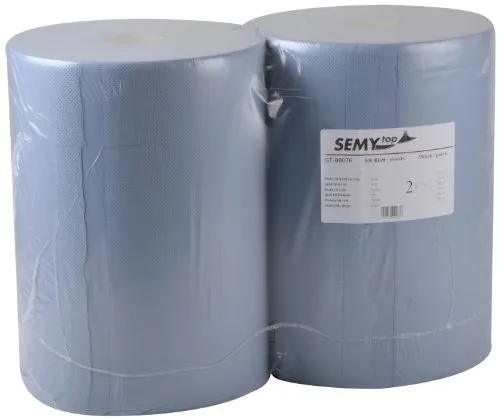 Putztuchrolle blau - 2-lagig, 1000 Blatt (2 Rollen) - Reinigungstücher aus Recyclingpapier, 33x36cm groß, mit Perforation für sauberes Abreißen. Ideal für eine gründliche und effiziente Reinigung in Haushalt und Gewerbe.