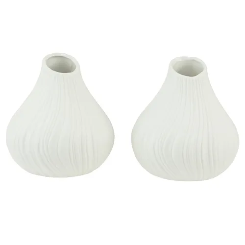Blumenvase Keramik Zwiebelform Weiß Ø13cm H13,5cm 2er Set - Elegantes 2er Set von modernen Keramikvasen in Zwiebelform, ideal für frische Blumen und als stilvolle Dekoration. Perfekt für jeden Raum und Anlass.