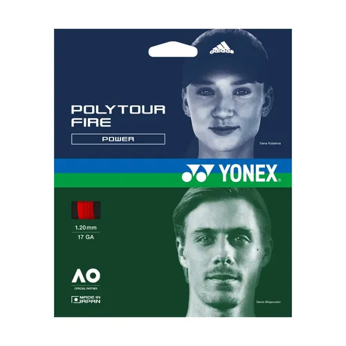 Yonex Tennissaite Poly Tour Fire (Haltbarkeit+Power) rot 12m Set, Saitendicke: 1.25