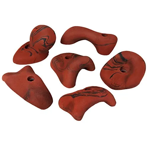 ALPIDEX 6 Mega Klettergriffe | Henkelgriffe in Rot-Meliert - 🌟 HENKELGRIFFE: 6 große Henkel in verschiedenen Formen mit tiefen Hinterschneidungen 🌟 VIELSEITIG: Ideal für verschiedene Grifftechniken und perfekte Handhabung 🌟 QUALITÄT: Echtem Fels nachempfunden für ein natürliches Gefühl und hohe Langlebigkeit 🌟 FUNKTIONAL: Ergonomische Oberflächen für sicheren Halt, auch für Kinder und Erwachsene 🌟 KLETTERSPAß: Optimal für Anfänger und Profis, geeignet für alle Wandtypen.