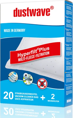 Staubsaugerbeutel | Staubbeutel passend für Grundig: Bodyguard VCC 4950, VCC 4350A, VCC 9450 A / dustwave® Markenstaubbeutel / Germany + inkl. Microfilter 20
