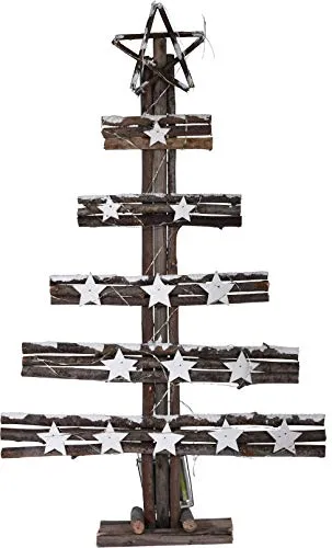 LED Weihnachtsbaum mit Sternen 60 cm - 30 LED warmweiß - Deko Holzbaum Tischdeko Weihnachtsdeko