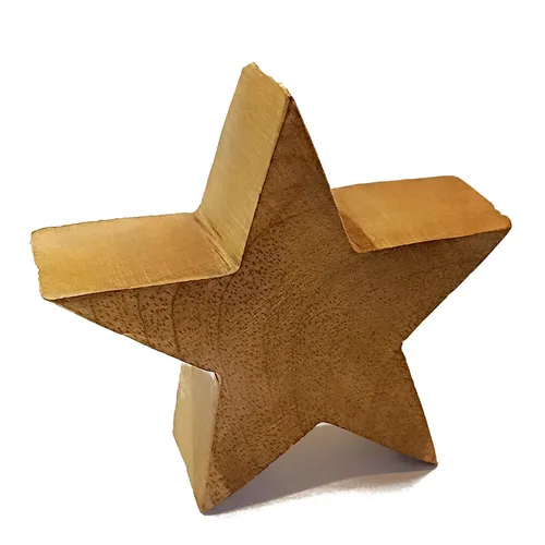 Stern aus Mangoholz 10cm breit ca. 4cm Ø Weihnachten Dekoration unbehandelt #03