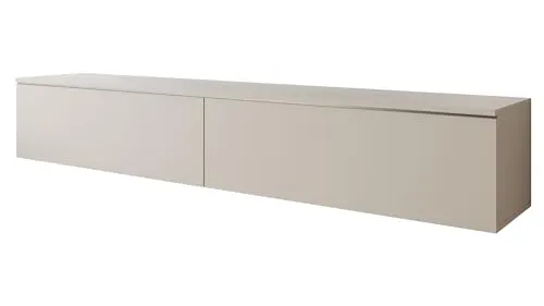 Mirjan24 TV Lowboard Stone 180, TV Schrank, Fernsehschrank, Grifflose Öffnen, Hängeschrank Hochglanz Matt Wohnwand (Cashmerebeige, ohne LED Beleuchtung)
