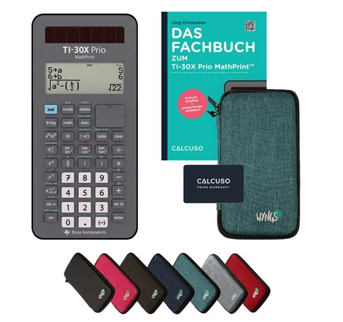 Texas Instruments Taschenrechner TI-30X Prio inkl. Schutztasche Türkis & Fachbuch (80S.,DINA5)