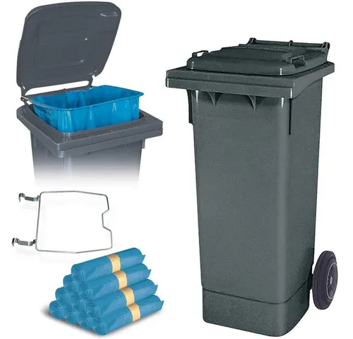 BRB-Lagertechnik Mülleimer BRB 80 Liter Mülltonne mit Halter für Müllsäcke + Müllsäcke, Mit Klemmring zur Befestigung der Müllsäcke