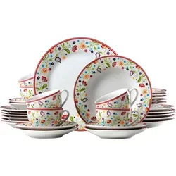 Ritzenhoff & Breker Kombigeschirr Porzellan 30-teilig - Komplett-Service aus hochwertigem Porzellan, spülmaschinengeeignet und ideal für festliche Anlässe. Das 30-teilige Set überzeugt mit einem blumigen Design und umfasst alles für 6 Gedecke.