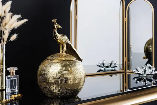 riess-ambiente Aufbewahrungsdose WILDLIFE BIRD 30cm gold antik - Aufbewahrungsboxen mit exquisitem Design, die dekorative Vogel-Figur auf dem Deckel verleiht der Dose einen einzigartigen Charme und macht sie zum Blickfang in jedem Raum.