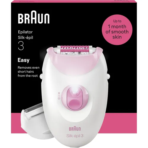 Braun Silk·épil 3 Schnur-Epilierer - Einfacher Haarentferner mit Scherkopf und Trimmerkamm - Genießen Sie bis zu 1 Monat glatte Haut bequem von zu Hause aus. Dank Massagerollenkappe wird das Schmerzempfinden gemildert. Mit intelligentem Licht für perfekte Ergebnisse und langlebiger Qualität aus Deutschland.