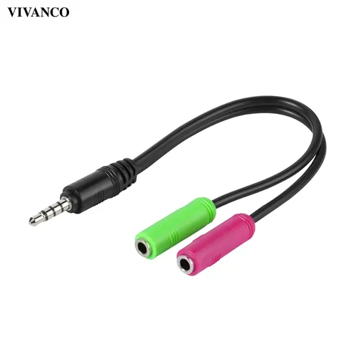 ViVanco™45499, 3.5mm, Männlich, 2 x 3.5mm, Weiblich, 0,1 m, Schwarz