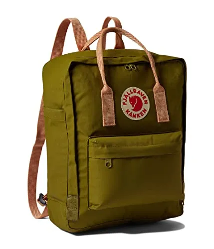 Fjällräven Kånken Rucksack - GREEN/Foliage Green-Peach Sand - Robuster Rucksack aus 100% Vinylon, ideal für Schule und Freizeit, in trendiger Farbkombination GREEN/Foliage Green-Peach Sand.