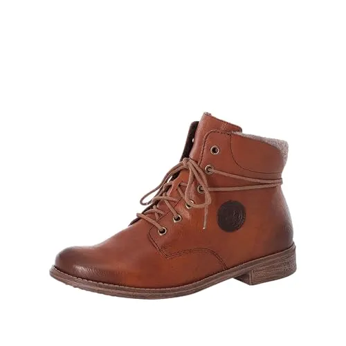 Rieker Damen Stiefeletten 77423 - Wanderschuhe mit warmem Fleece-Futter und praktischer Seitenreißverschluss, ideal für kalte Tage und modische Outfits.