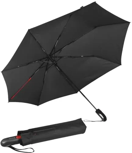 Knirps XXL-Taschenschirm Big Duomatic Storm Shape - Black - Taschenschirm mit Auf-Zu Automatik, innovativer ovaler Form für optimalen Schutz, perfekt für Rucksackträger und modern im Design.