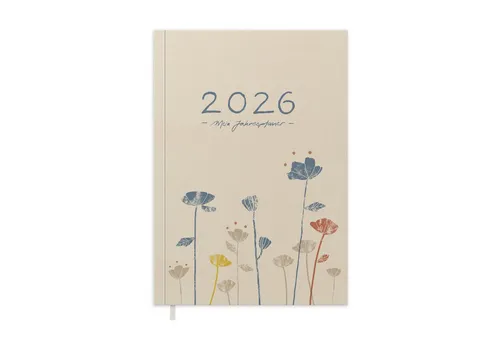 Eine der Guten Verlag Terminkalender Terminkalender Terminplaner 2026 - 365 gute Tage A5, Creme Blau, 1 Seite/ Tag, 408 S. FSC-Papier, Softcover, klimaneutral