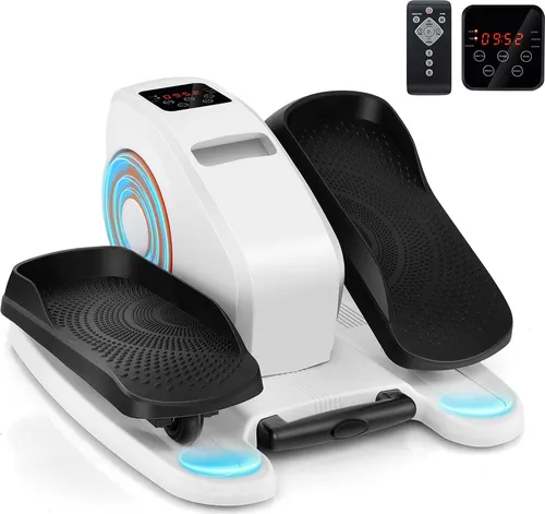 COSTWAY Ellipsentrainer, elektrischer Pedaltrainer mit Anzeigemonitor & Fernbedienung, Bewegungstrainer Stepper für Bewegung, Pedal Exerciser, Weiß