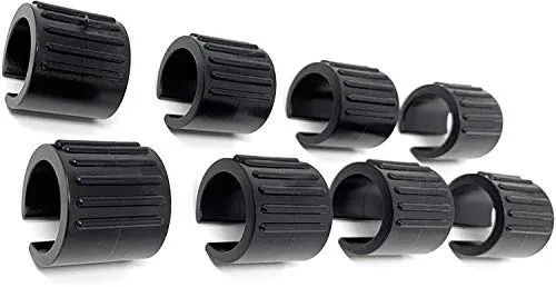 Design61 Klemmschalengleiter 8er Set Stuhlgleiter Bodenschongleiter Ø 18-20 mm mit Zapfen Silencer Möbelgleiter Schwarz
