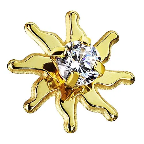 Piercingfaktor Aufsatz für Dermal Anchor Piercing Hautanker Implantat Skin Diver Strass Tribal Sonne Kristall Gold