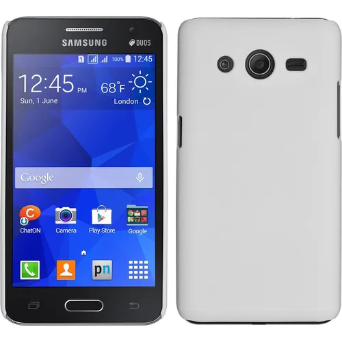 Hardcase für Samsung Galaxy Core 2 Hülle weiß gummiert + 2 Schutzfolien