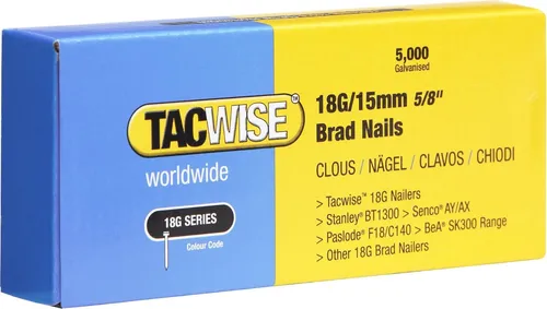 TACWISE Stiftnägel 18G/15 mm verzinkt 5.000 Stück in silber von Tacwise