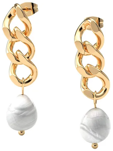 THIORA Paar Ohrhänger Gliederketten-Ohrringe Gold Damen – 18kt vergoldeter Edelstahl, 23mm (Ohrringe, Einzelpaar), Statement-Design, wasserfest, mit Geschenkbox, 18kt vergoldet